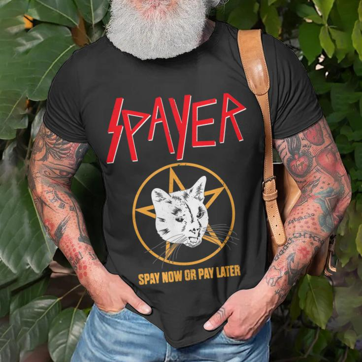 Vintage Rock Spayer Cat Kitten Pun Mom Dad T-Shirt Gifts for Old Men