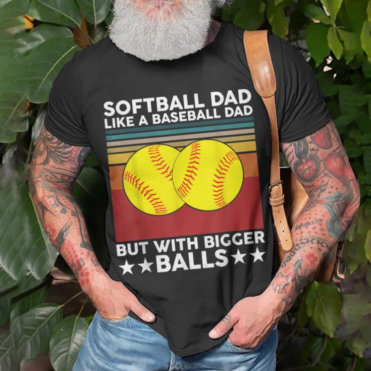 Vintage Softball Dad Like A Baseball Dad Us Flag Fathers Day Unisex T-Shirt Gifts for Old Men