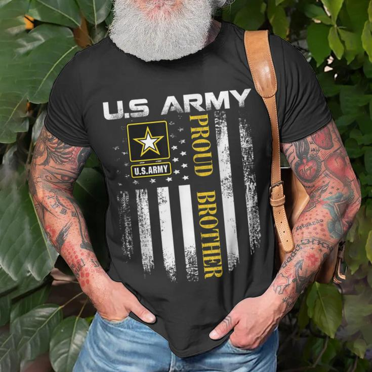 Vintage US Army Proud Brother With American Flag T-Shirt Gifts for Old Men