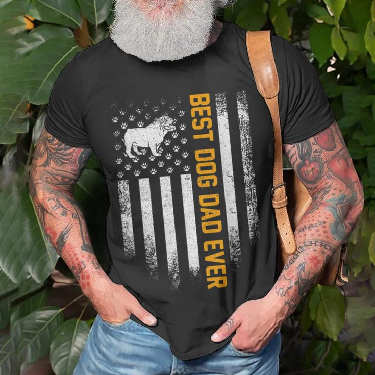 Vintage Usa Best English Bulldog Dad Ever American Flag T-Shirt Gifts for Old Men