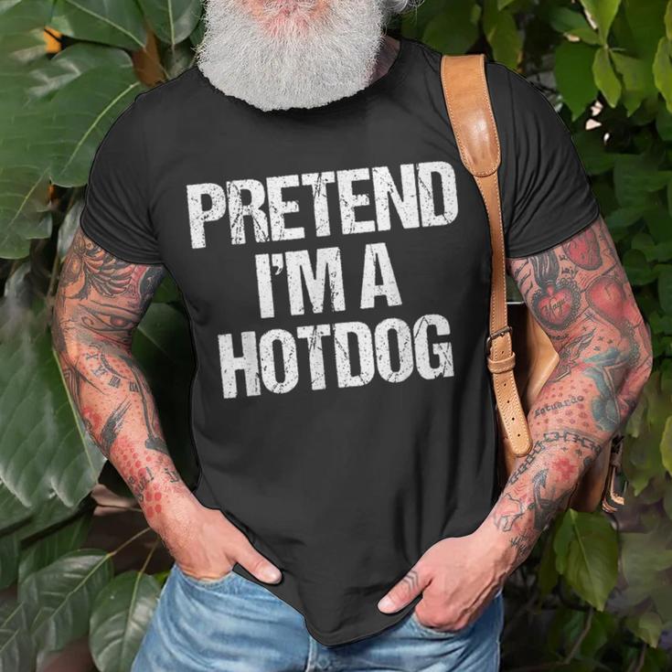 Vorgeben Ich Bin Ein Hotdog Lustig Faul Halloween-Kostüm T-Shirt Geschenke für alte Männer