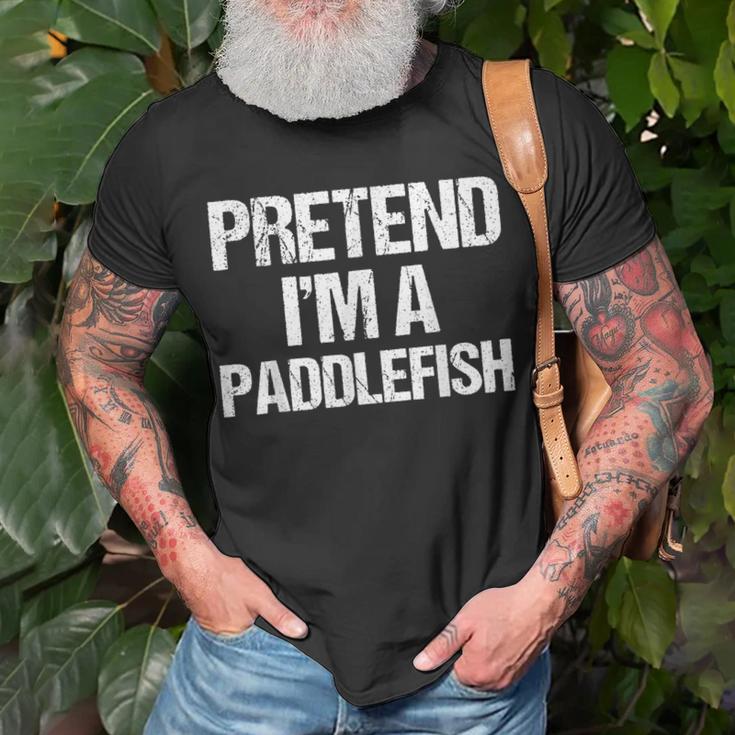 Vorgeben Ich Bin Ein Paddelfisch Lustig Faul Halloween-Kost T-Shirt Geschenke für alte Männer