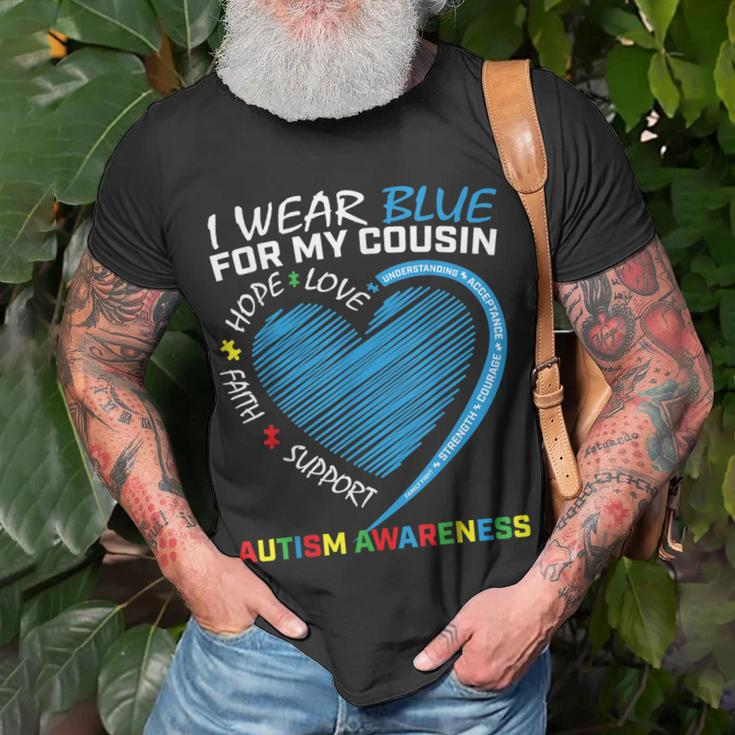 I Wear Blue For My Cousin Autism Awareness Puzzle Heart Kids T-Shirt Gifts for Old Men