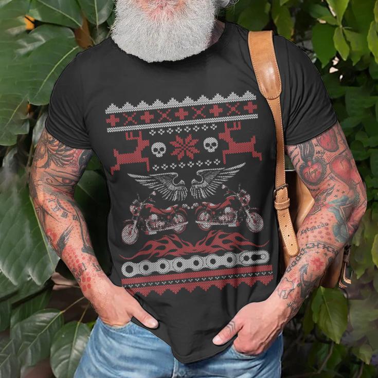 Weihnachten Motorrad Geschenk Biker Hässliche Weihnachten T-Shirt Geschenke für alte Männer