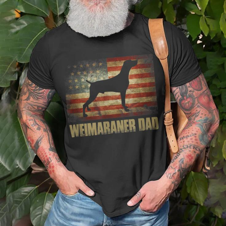 Mens Weimaraner Dad Vintage American Flag Patriotic Weimaraner T-Shirt Gifts for Old Men