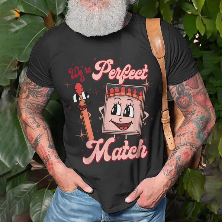 We’Re A Perfect Match Retro Groovy Valentines Day Matching T-Shirt Gifts for Old Men