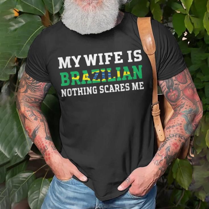 My Wife Is Brazilian Nothing Scares Me Husband T-shirt Gifts for Old Men