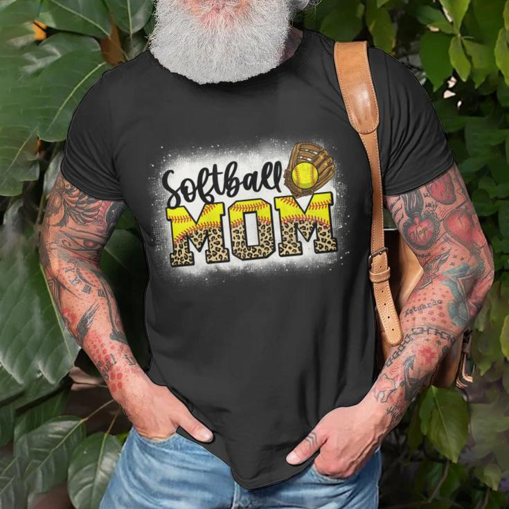 Womens Leopard Softball Mom Softball Game Day Vibes Mothers Day Unisex T-Shirt Gifts for Old Men