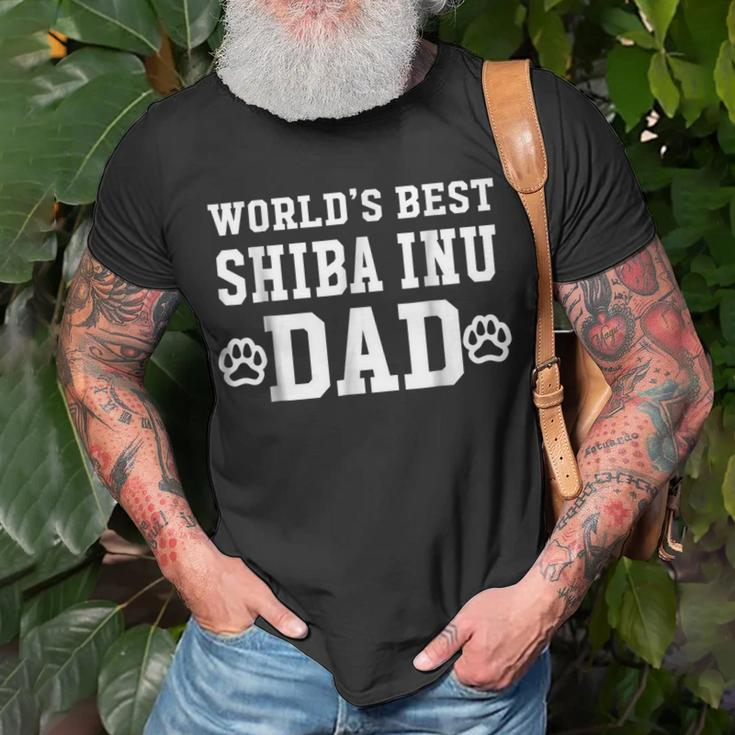 Worlds Best Shiba Inu Dad Dog Lover Pawprint Unisex T-Shirt Gifts for Old Men