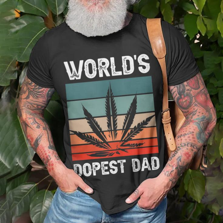 Worlds Dopest Dad Marijuana Cannabis Weed Vintage T-Shirt Gifts for Old Men