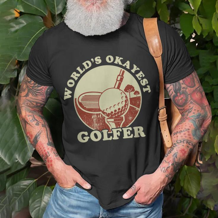 Worlds Okayest Golfer Retro Vintage Golf Player Husband Dad T-Shirt Gifts for Old Men