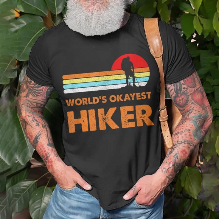 Worlds Okayest Hiker Vintage Retro Hiking Camping Men T-Shirt Gifts for Old Men