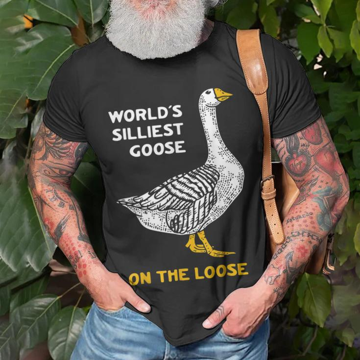 Worlds Silliest Goose On The LooseUnisex T-Shirt Gifts for Old Men