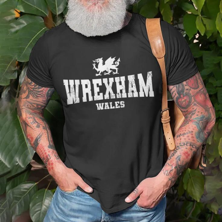 Wrexham Wales Welsh Dragon Flag Cymru Unisex T-Shirt Gifts for Old Men