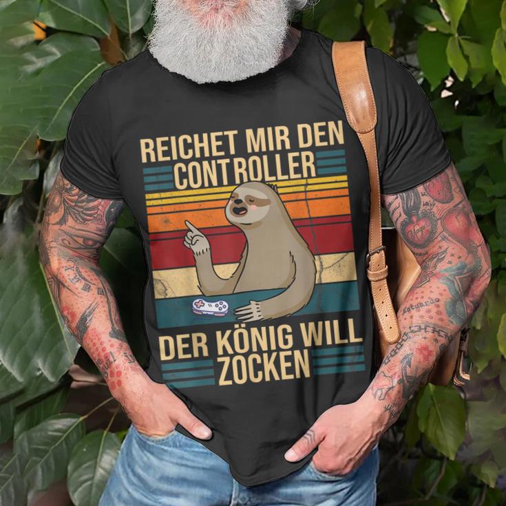 Zocken Reichet Mir Den Controller König Ps5 Konsole Gamer V2 T-Shirt Geschenke für alte Männer