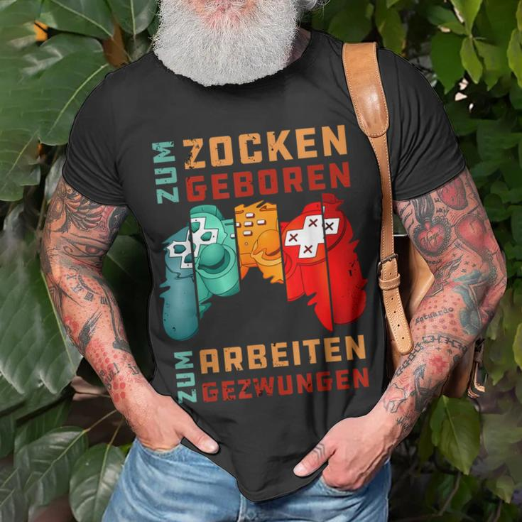 Zum Zocken Geboren Zum Arbeiten Gezwungen Konsole Ps5 Gaming T-Shirt Geschenke für alte Männer
