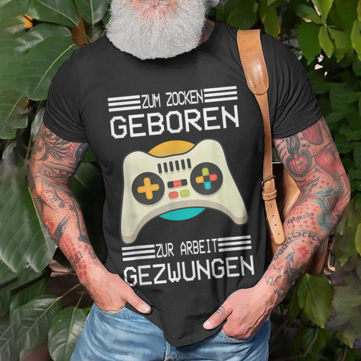 Zum Zocken Geboren Zur Arbeit Gezwungen I Konsole Gamer T-Shirt Geschenke für alte Männer
