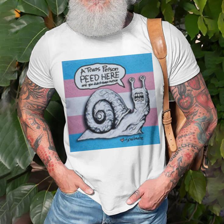 A Trans Person Peed Here Unisex T-Shirt Gifts for Old Men