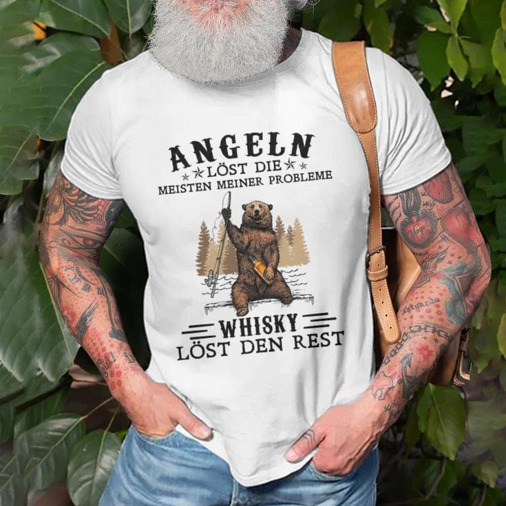 Angler T-Shirt Angeln & Whisky lösen Probleme, Lustiges Fischer Tee Geschenke für alte Männer