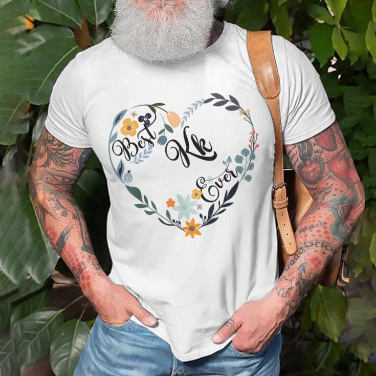 Best Kk Ever Heart Flower Blessed Grandma Mothers Day Unisex T-Shirt Gifts for Old Men