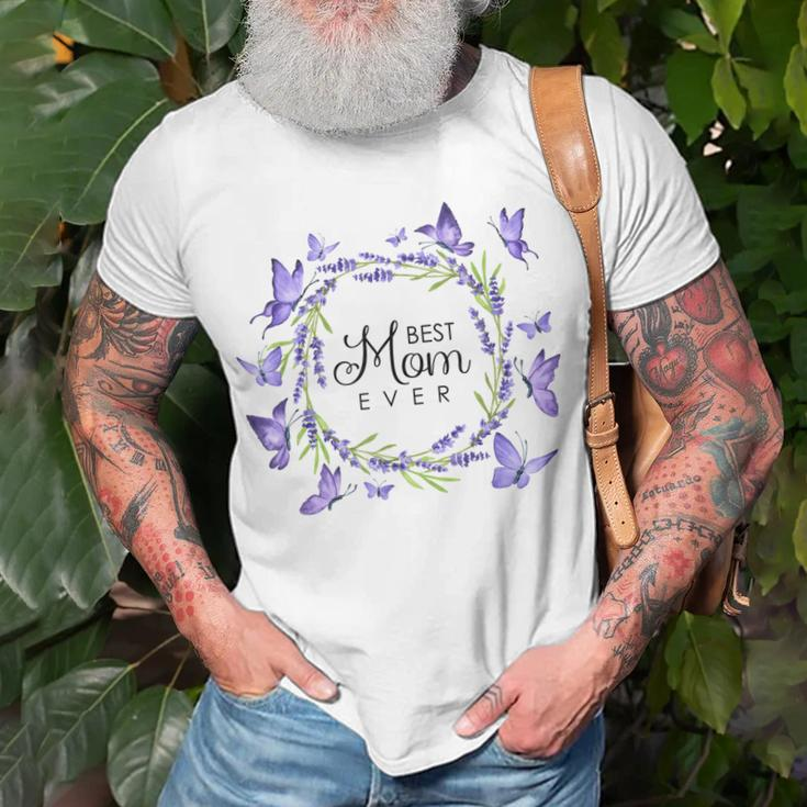 Best Mom Ever Purple Butterflies Lilacs Lavender Unisex T-Shirt Gifts for Old Men