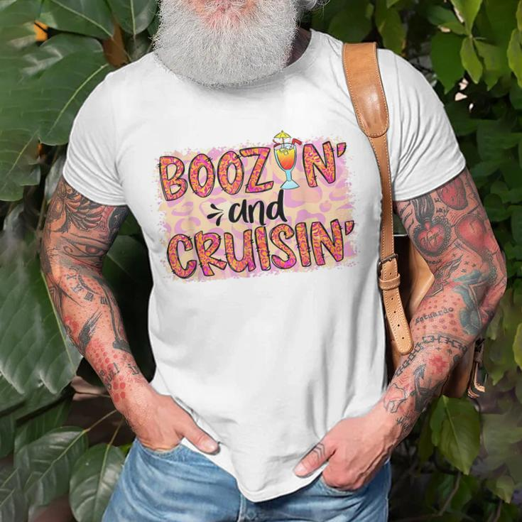 Boozin And Cruisin Leopard Cruise Vacation Trip Unisex T-Shirt Gifts for Old Men