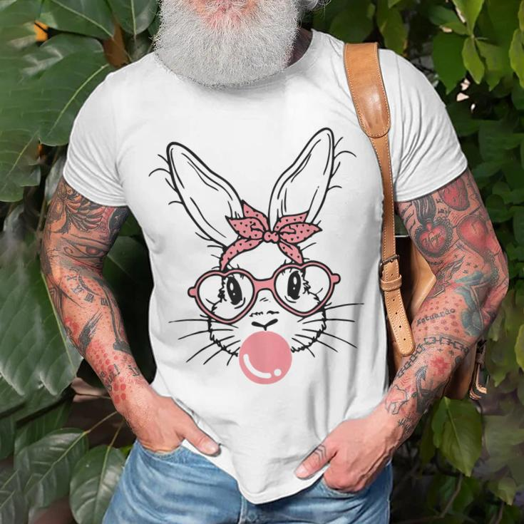 Bunny Face With Pink Sunglasses Bandana Happy Easter Day Unisex T-Shirt Gifts for Old Men