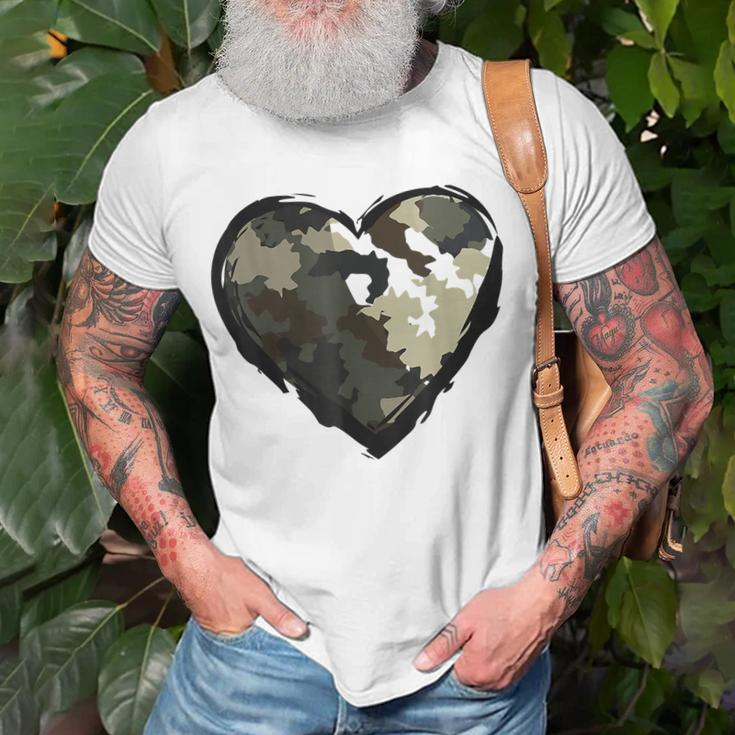 Camo Print Heart Valentines Day Military Men Women T-shirt Gifts for Old Men