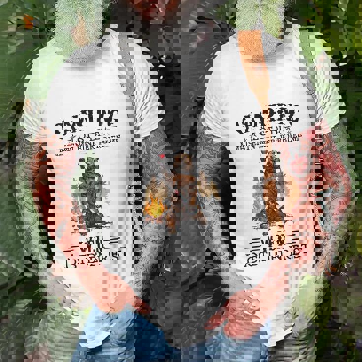 Camping und Wein T-Shirt - Camping löst Probleme, Wein den Rest Geschenke für alte Männer