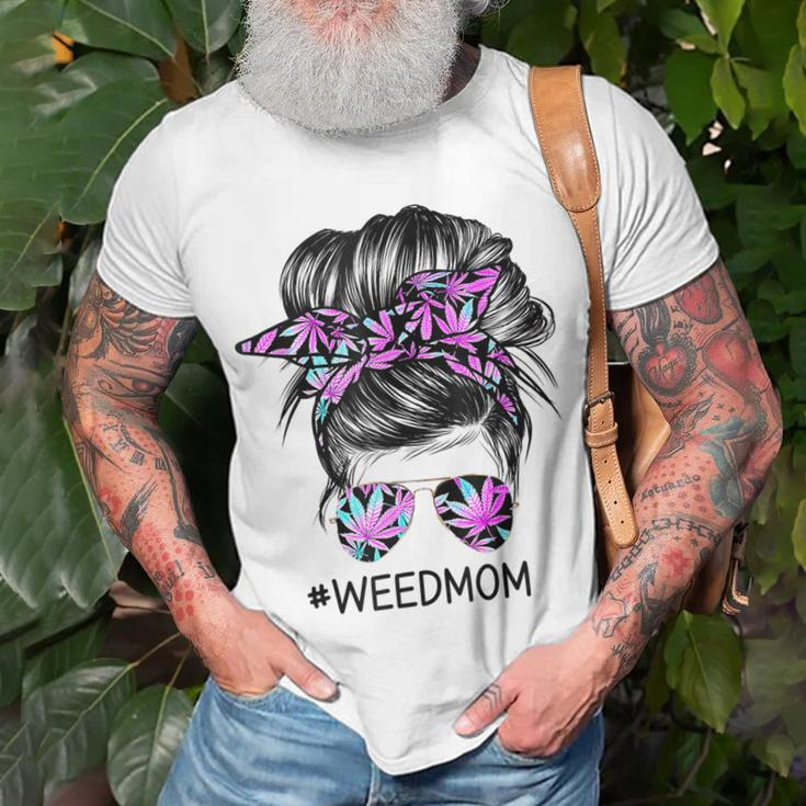 Classy Mom Life With Leopard Mom Marijuana Weed Lover Unisex T-Shirt Gifts for Old Men