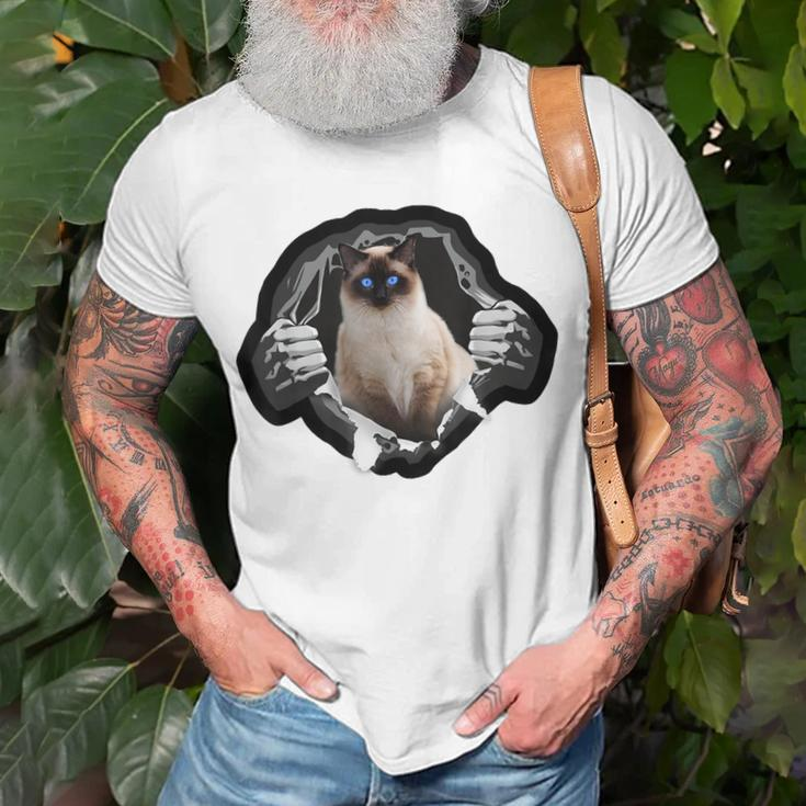 Cool Siamese Cat Torn Cloth For Cats Mom Cats Dad Unisex T-Shirt Gifts for Old Men