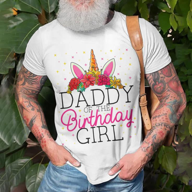 Daddy Of The Birthday Girl Father Unicorn Birthday Gift For Mens Unisex T-Shirt Gifts for Old Men