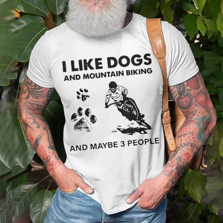 I Like Dogs And Mountain Biking And Maybe 3 People V2T-shirt Gifts for Old Men