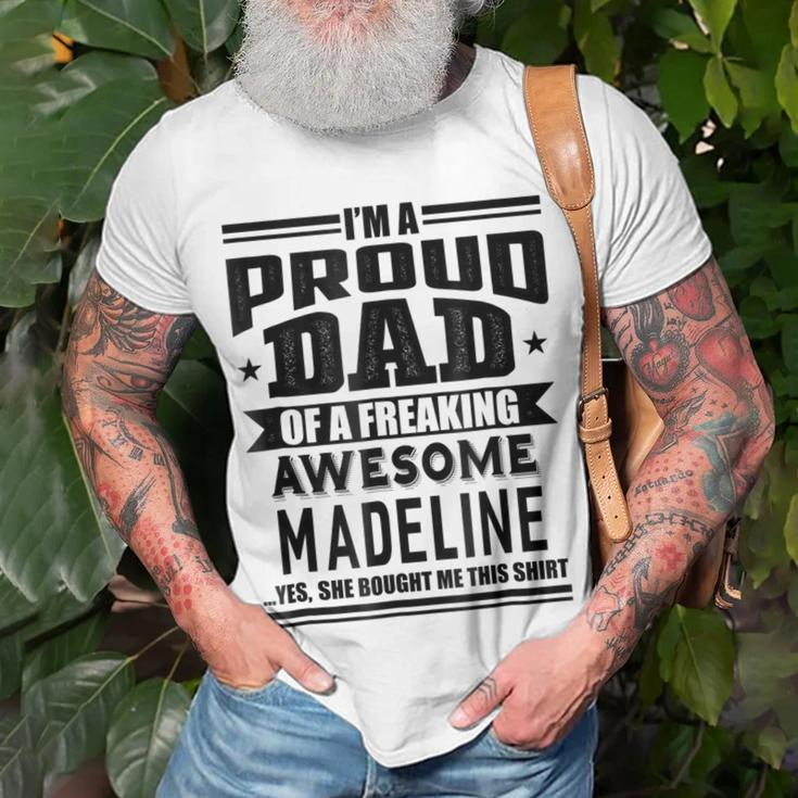 Family Fathers Day Dad Daughter Madeline Name Men Unisex T-Shirt Gifts for Old Men
