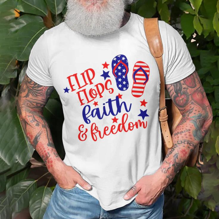 Flip Flops Faith And Freedom Unisex T-Shirt Gifts for Old Men