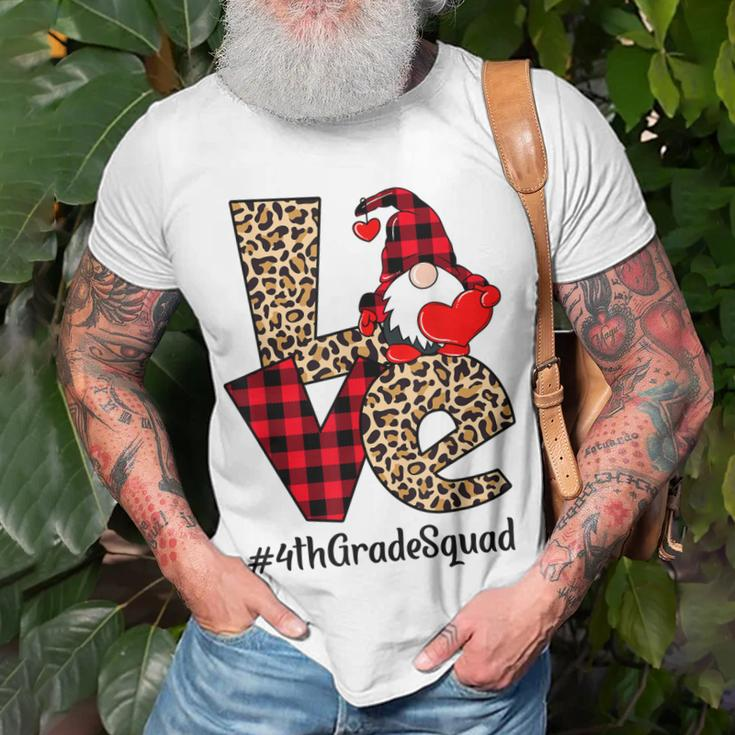 Gnomes Heart Love Red Plaid Leopard 4Th Grade Squad Gift Unisex T-Shirt Gifts for Old Men