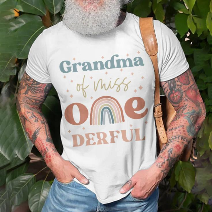 Grandma Of Miss Onederful Boho Rainbow First Birthday Gift For Womens Unisex T-Shirt Gifts for Old Men