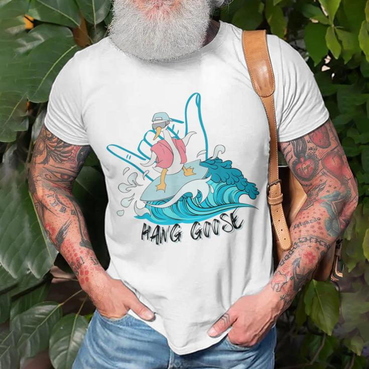 Hang Goose Silly Goose Surfing Funny Farm Animal Unisex T-Shirt Gifts for Old Men