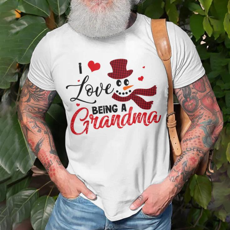 I Love Being A Grandma Snowman Christmas Pajama Funny Gifts Unisex T-Shirt Gifts for Old Men