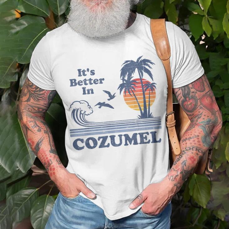 Its Better In Cozumel Mexico Vintage Beach Retro 80S 70S T-shirt Gifts for Old Men