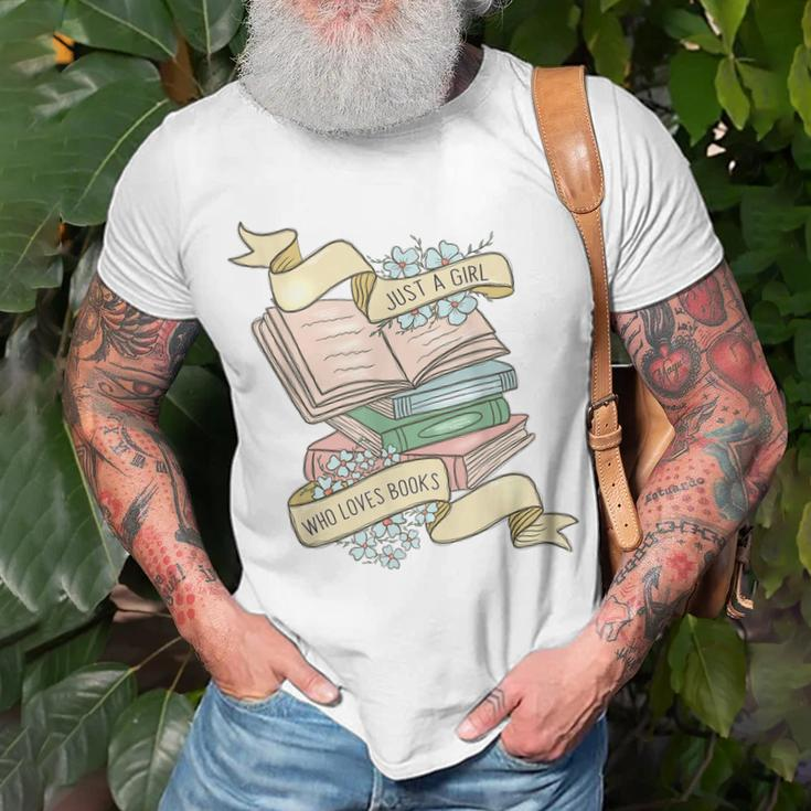 Just A Girl Who Loves Books Lover Bookworm Bookaholic Reader Unisex T-Shirt Gifts for Old Men