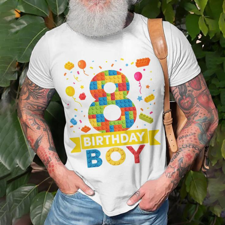 Kids 8 Year Old Building Blocks 8Th Birthday Boy Unisex T-Shirt Gifts for Old Men