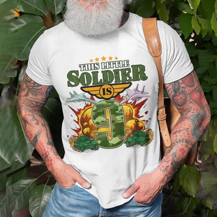 Kids 9Th Birthday This Little Soldier Is 9 Camo Style Boys T-Shirt Gifts for Old Men