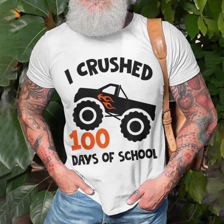 Kids I Crushed 100 Days Of School Boys Girls Monster Truck T-Shirt Gifts for Old Men