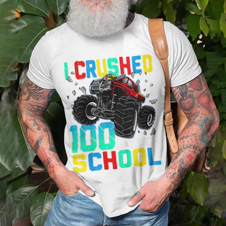 Kids I Crushed 100 Days Of School Monster Truck 100Th Day Boys T-Shirt Gifts for Old Men