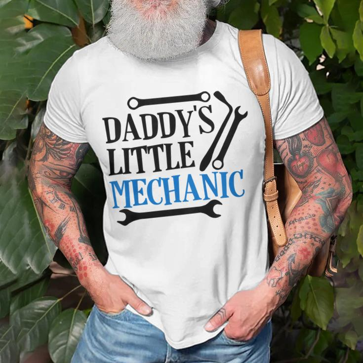 Kids Daddys Little Mechanic Son Gift Mechanic Baby Boy Outfit Unisex T-Shirt Gifts for Old Men