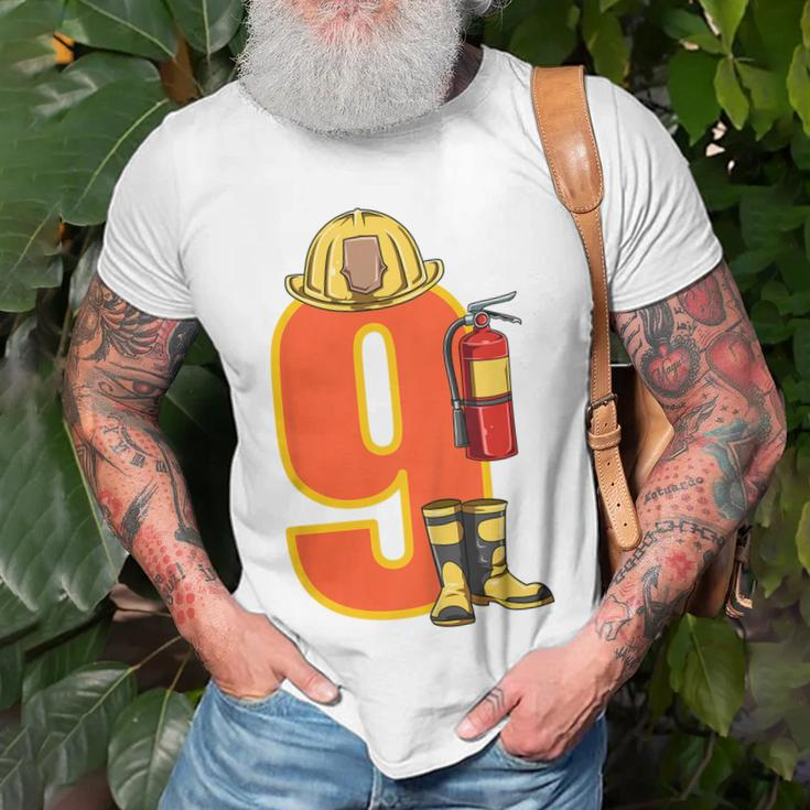 Kids Fire Fighter 9 Year Old Birthday Firefighter 9Th Birthday T-Shirt Gifts for Old Men
