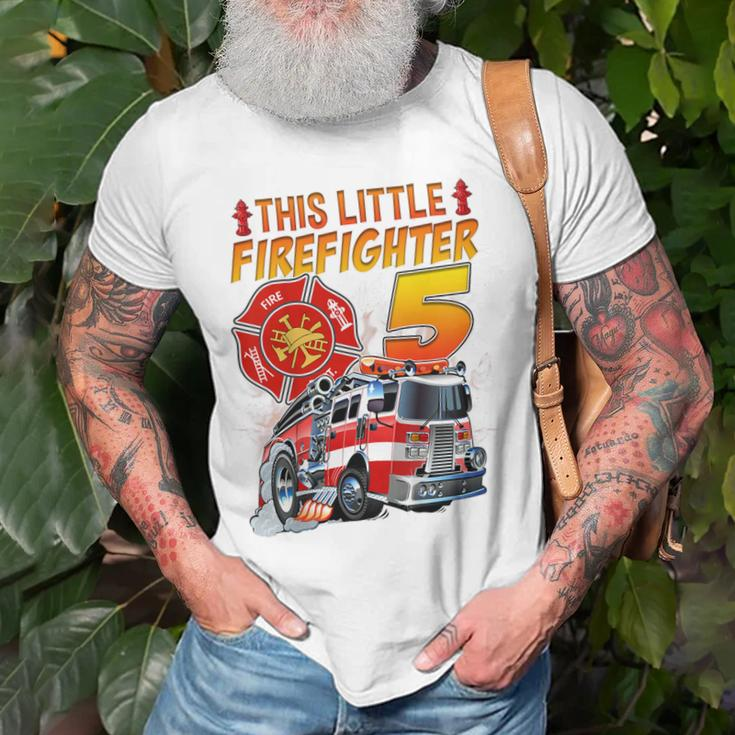 Kids Fire Truck 5 Year Old Firefighter 5Th Birthday Boy Toddler T-Shirt Gifts for Old Men