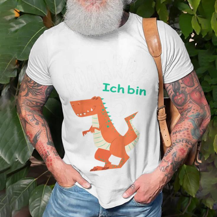 Kinder Dino Geburtstag Roaaar Ich Bin 5 Jahre Dinosaurier T-Shirt Geschenke für alte Männer