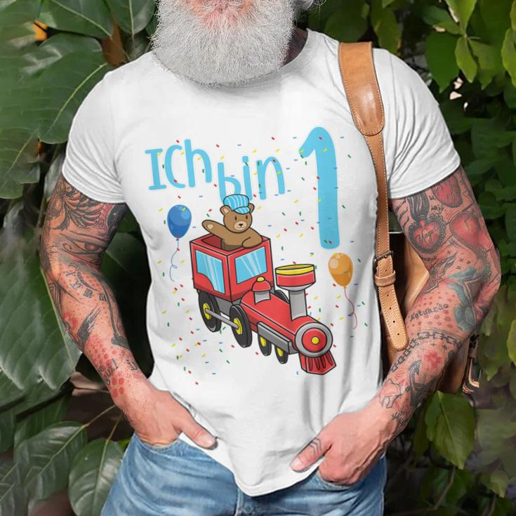 Kinder Erster Geburtstag Teddy Lokomotive Ich Bin Eins 1 Jahr T-Shirt Geschenke für alte Männer